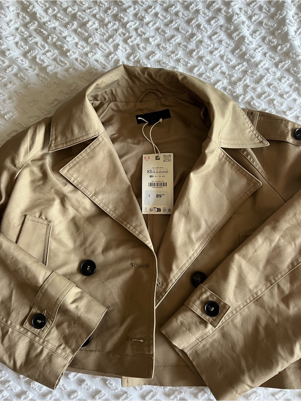 Zara Beige Tan Cropped Trench Coat